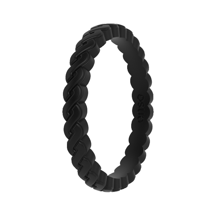 Chain Stackable Silicone Ring - Obsidian