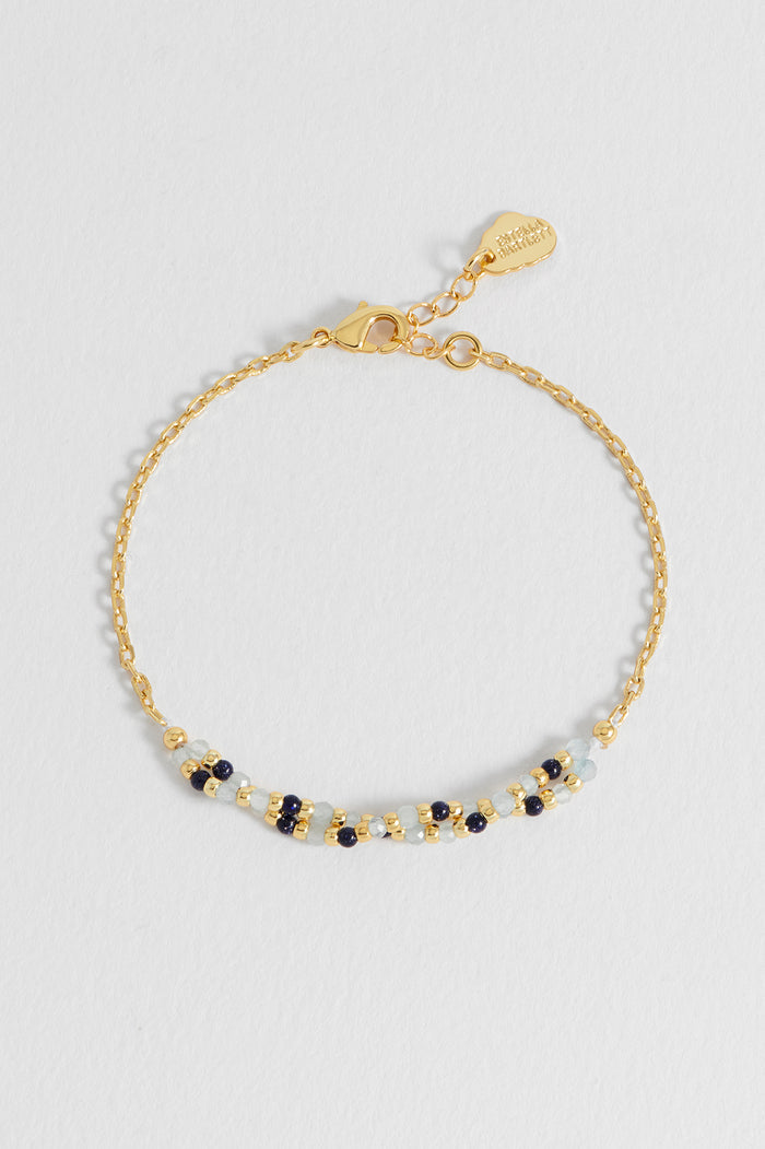 Twisted Blue Gemstone Beaded Bracelet