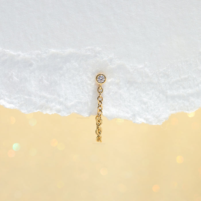 14k Solid Gold On The Horizon Chain Earring