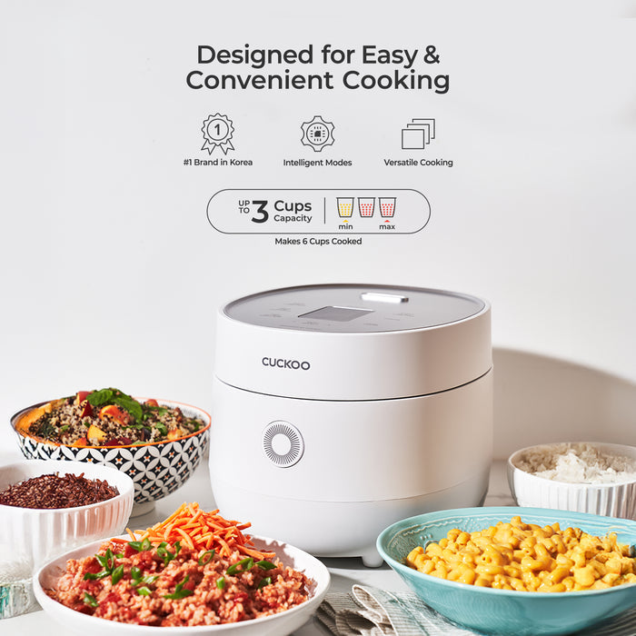 Cuckoo digital rice cooker: #1 brand in Korea, intelligent modes, versatile cooking, and 3-cup uncooked capacity. (CR-0375F)