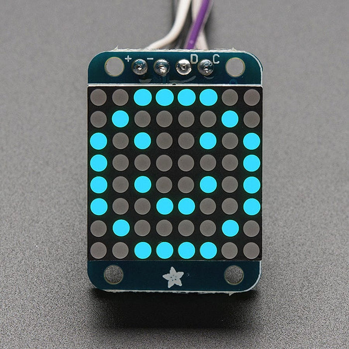 Adafruit Mini 8x8 LED Matrix with I2C Backpack - Blue by Adafruit - The Pi Hut