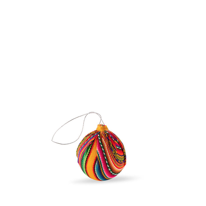 Inspired Peru Andean Sphere Ornaments with multicolored Inca inspired fabric