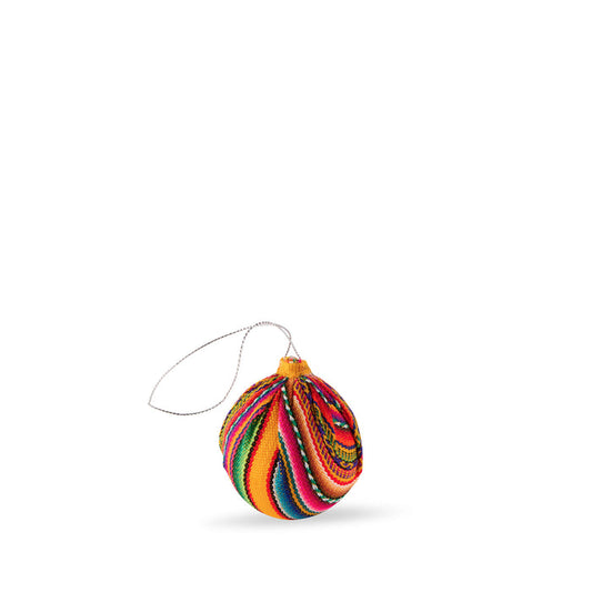 Inspired Peru Andean Sphere Ornaments with multicolored Inca inspired fabric