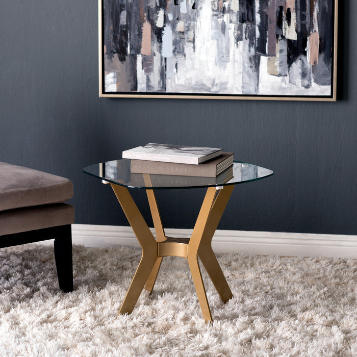 Archtech 24" End Table, Gold / Clear Glass 71012
