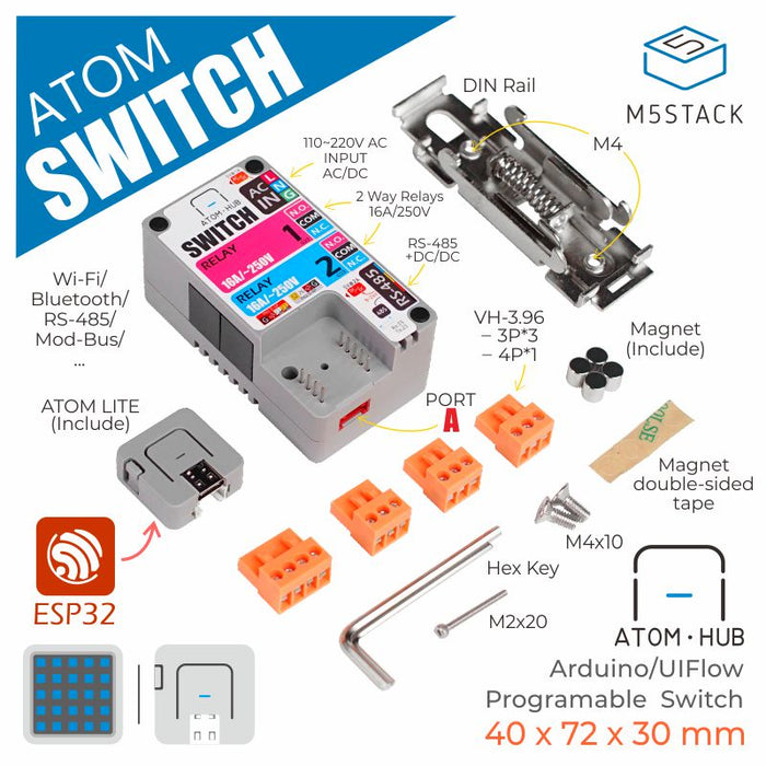 ATOM HUB AC/DC Remote Control Switch Kit - m5stack-store