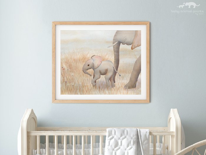 Baby Elephant Illustration Print
