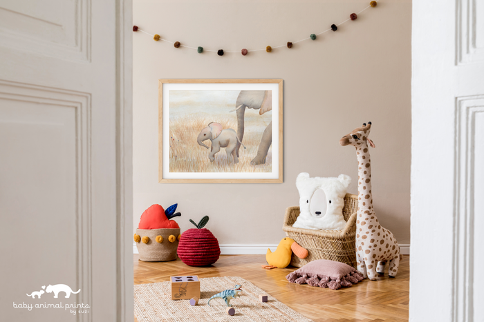 Baby Elephant Illustration Print