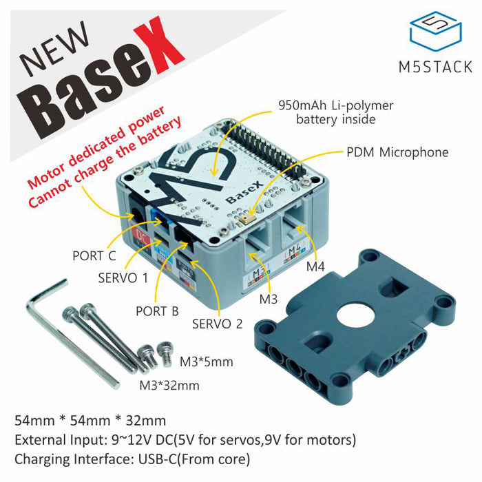 BaseX EV3 motor compatible base RJ11 interface - m5stack-store