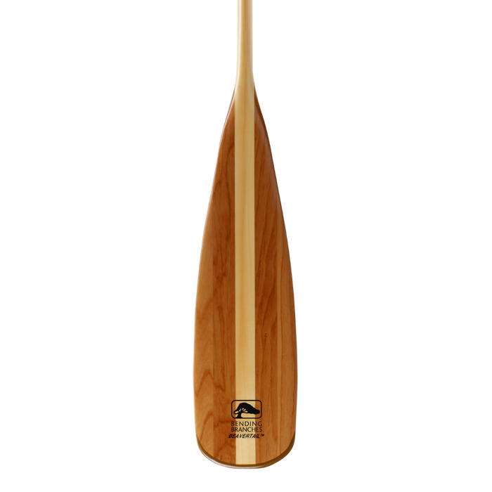Beavertail wooden canoe paddle blade from the front