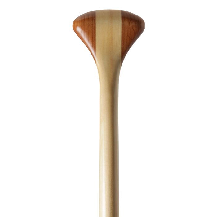 Beavertail wooden canoe paddle grip from the front