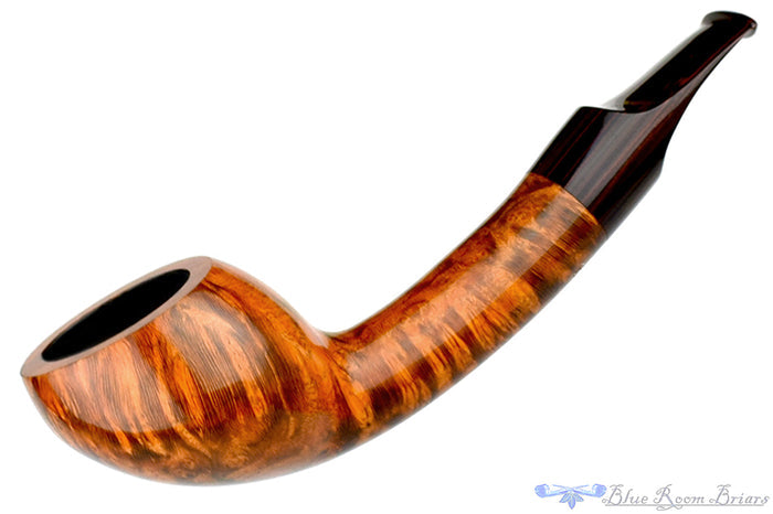 Blue Room Briars is proud to present this Benjamin Westerheide Pipe 1/8 Bent Tiger Striped Scoop