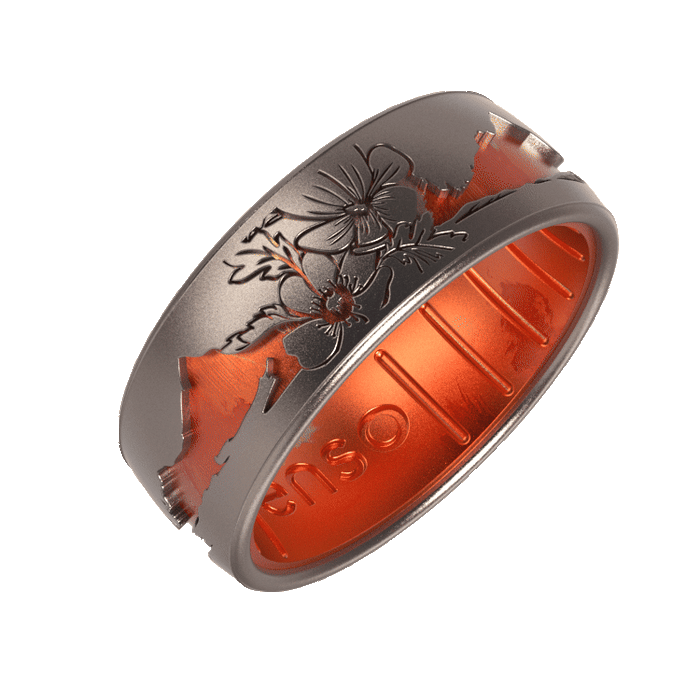 Etched Nature Silicone Ring - Blooming Peaks