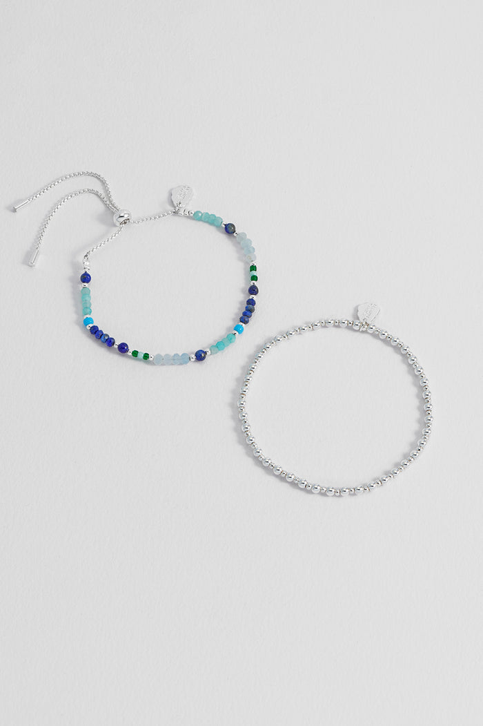 Blue Gemstone Bracelet Set