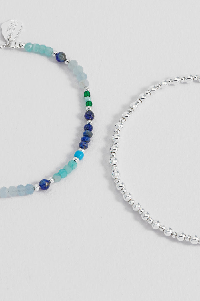 Blue Gemstone Bracelet Set