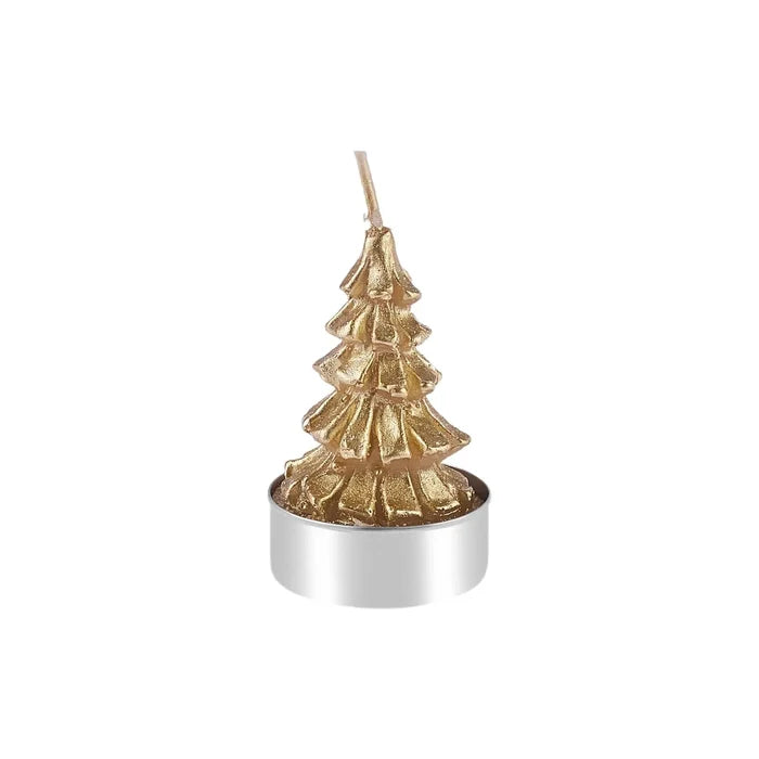 Bougie à réchaud Karaca Noël Arbre 3 pièces, or, 3,8X3,8X7 cm