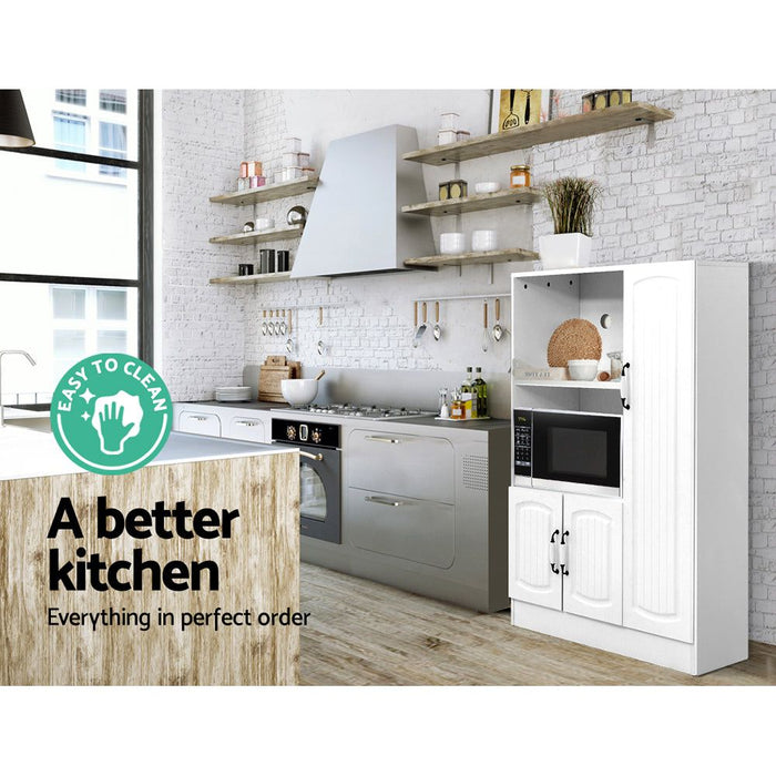 Buffet Sideboard Cabinet Storage Cupboard Doors White Kitchen Hallway -Home Living Store - -