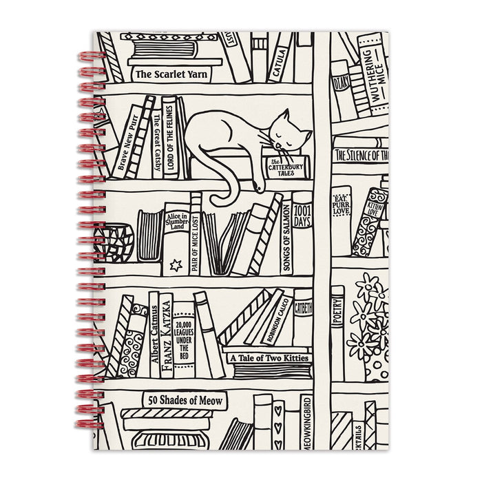 Cat on Bookshelf 6 x 8" Wire-O Journal Journals and Notebooks Galison