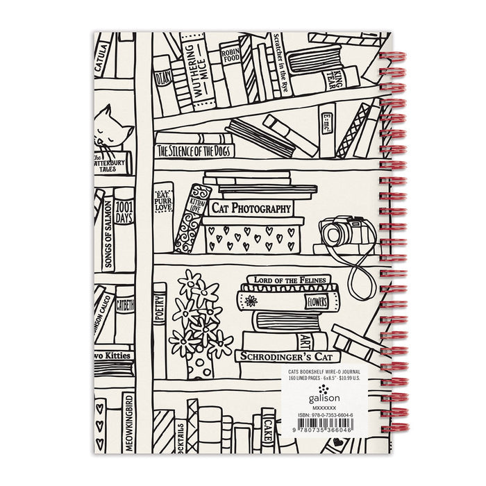 Cat on Bookshelf 6 x 8" Wire-O Journal Journals and Notebooks Galison