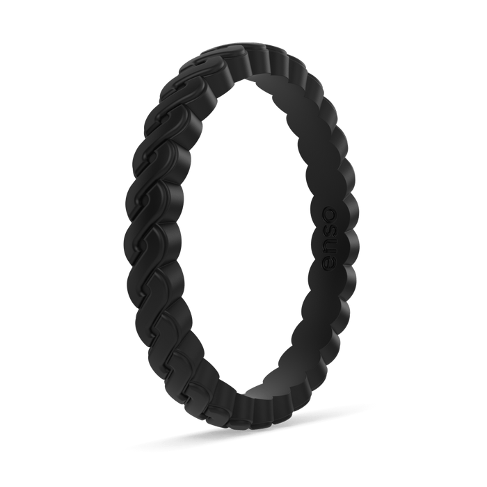 Chain Stackable Silicone Ring - Obsidian