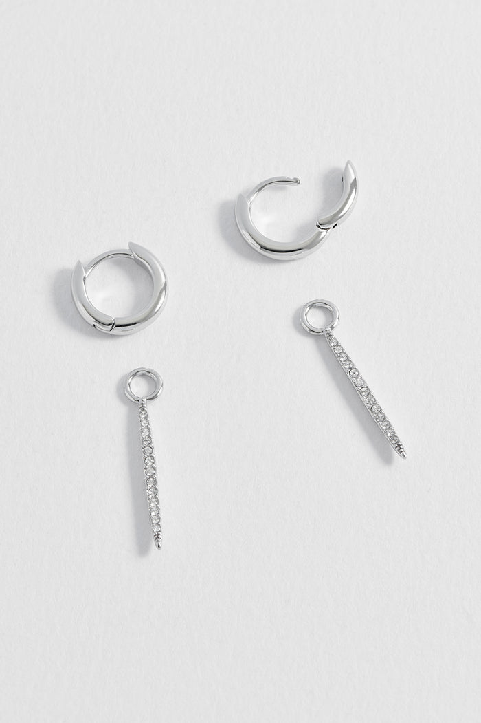CZ Pave Bar Drop Huggies