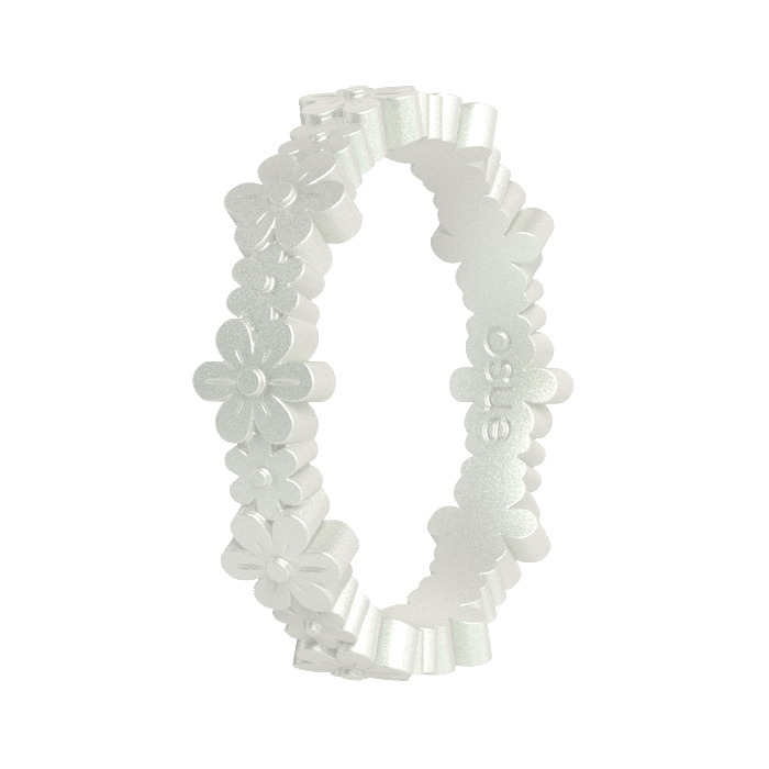 Daisy Stackable Silicone Ring - Metallic Pearl