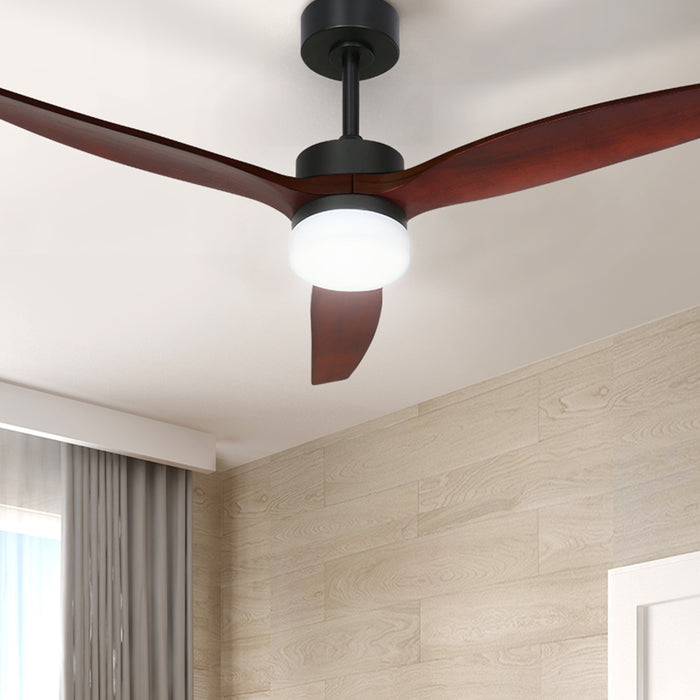 Devanti 52'' Ceiling Fan DC Motor 3 Blades w/Light - Dark Wood - Devanti
