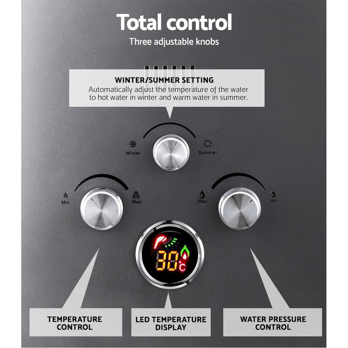 Devanti Portable Gas Water Heater LPG System Grey - Devanti