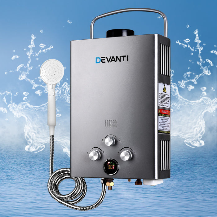 Devanti Portable Gas Water Heater LPG System Grey - Devanti