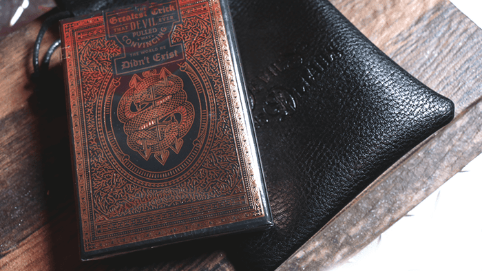 Devil's in the Details - Rose Gold in Leather Pouch Playing Cards by Riffle Shuffle Playing Card Company