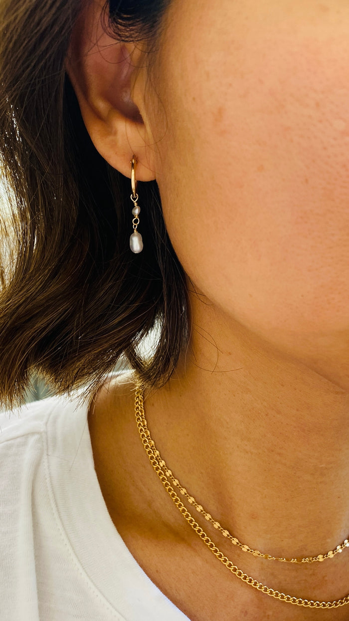 Double Keshi huggy earrings