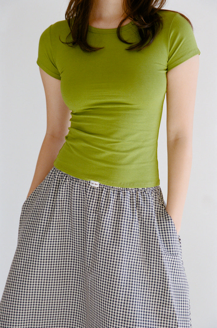 DREAM SKIRT IN NAVY GINGHAM