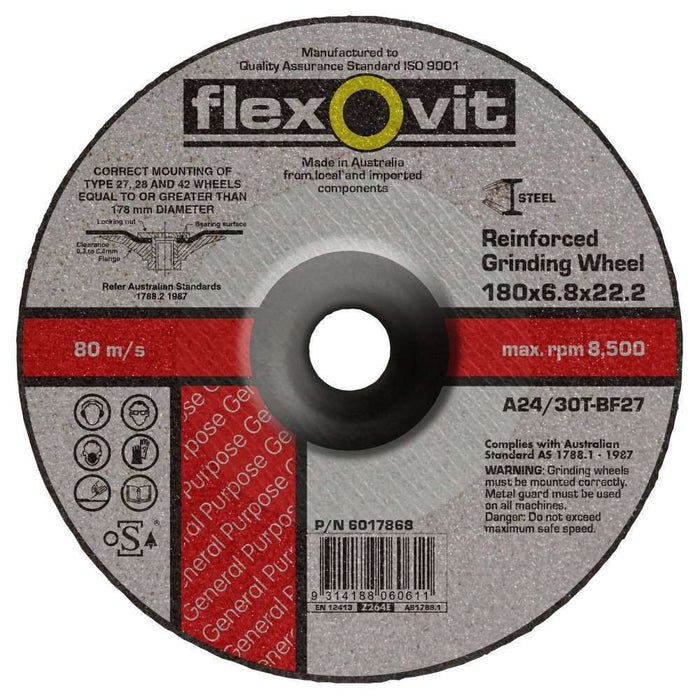 Flexovit Grinding Disc 180 x 6 x 22.0mm