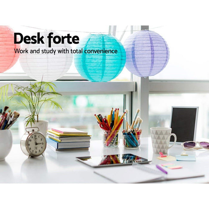 Foldable Desk with Bookshelf - White -Home Living Store - -