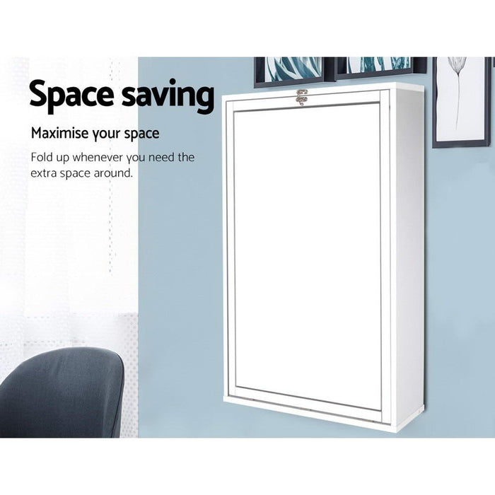 Foldable Desk with Bookshelf - White -Home Living Store - -