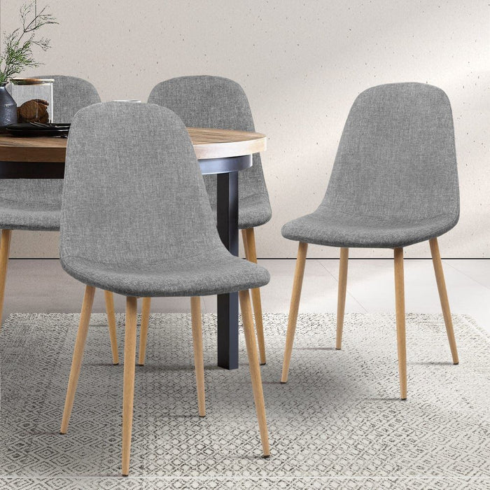 Four Adamas Fabric Dining Chairs - Light Grey -Home Living Store - -