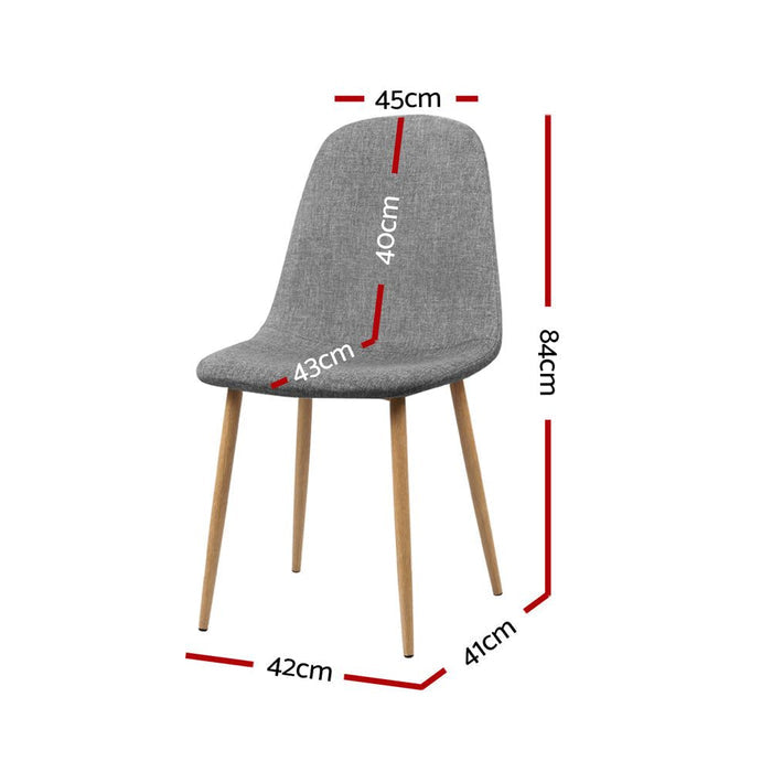 Four Adamas Fabric Dining Chairs - Light Grey -Home Living Store - -