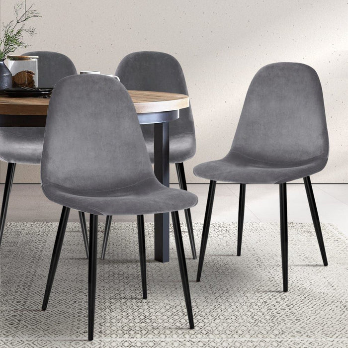 Four Dining Chairs Dark Grey -Home Living Store - -