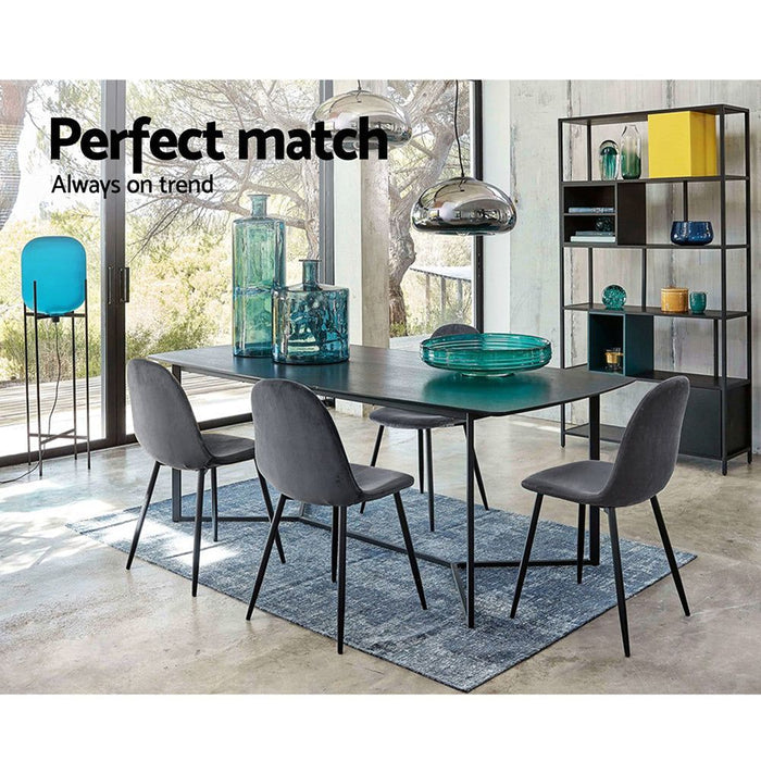 Four Dining Chairs Dark Grey -Home Living Store - -