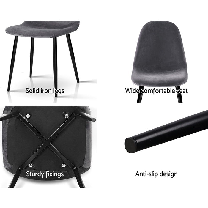 Four Dining Chairs Dark Grey -Home Living Store - -