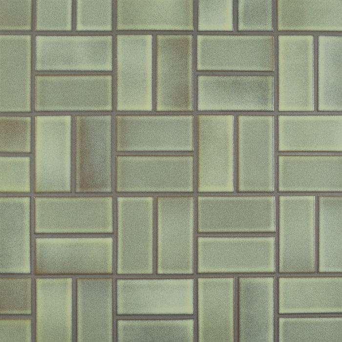 Caption: Classic Field 2x4 in G120 Lemon Ice. Prism Natural Grey by Custom Building Products.