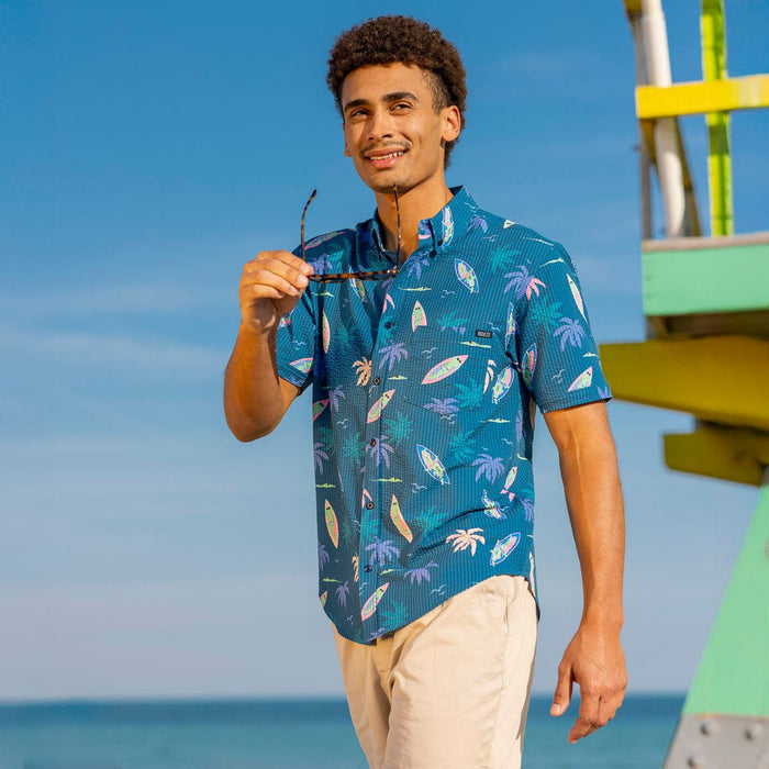 RSVLTS RSVLTS Short Sleeve Shirt Gator Rays – Stretch Seersucker Short Sleeve Shirt Gator Rays – Stretch Seersucker Short Sleeve Shirt