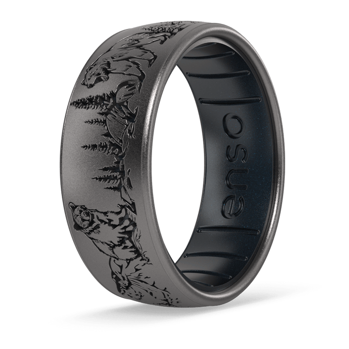 Etched Nature Silicone Ring - Grizzly Trail