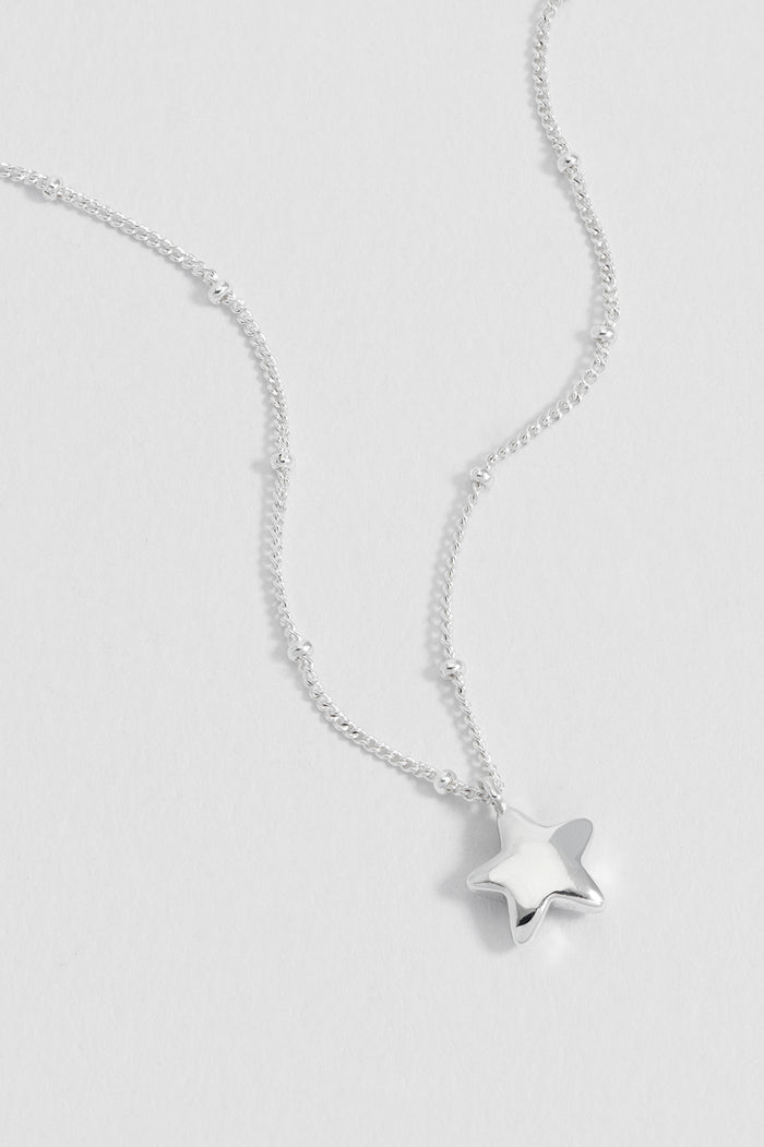 Hand Drawn Star Pendant On Beaded Chain