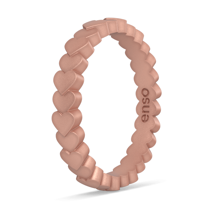 Heart Stackable Silicone Ring - Metallic Rose Gold