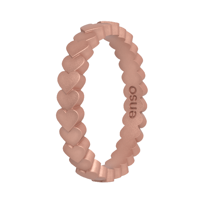 Heart Stackable Silicone Ring - Metallic Rose Gold