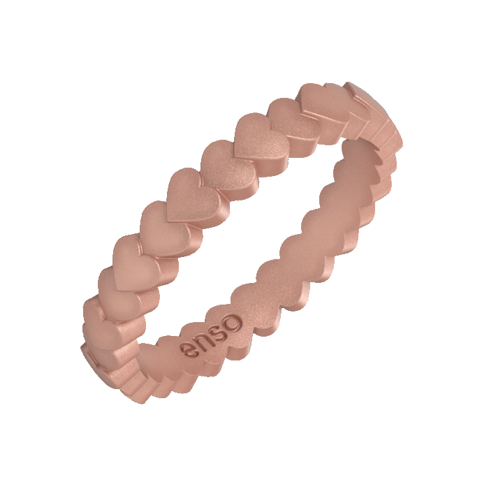 Heart Stackable Silicone Ring - Metallic Rose Gold