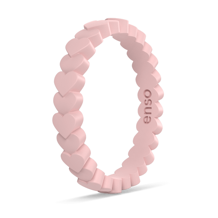 Heart Stackable Silicone Ring - Pink Sand