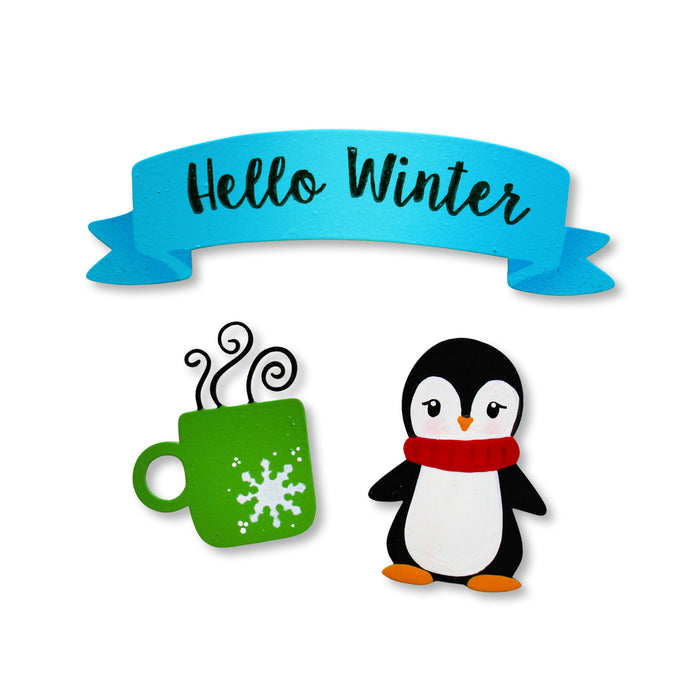 "Hello Winter" Banner Magnets S/3