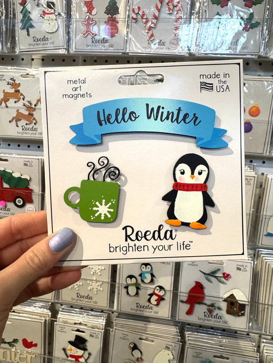 "Hello Winter" Banner Magnets S/3
