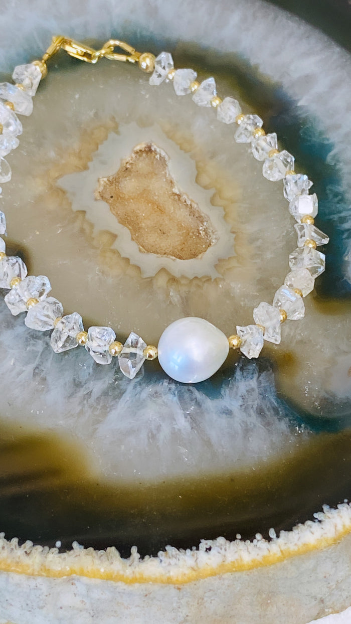 Herkimer x White Edison bracelet